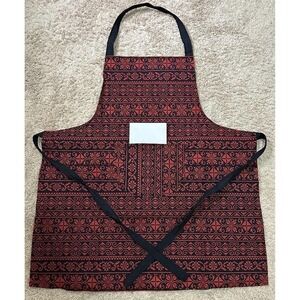 Embroidered Apron Red Black tatreez middle East henna night party Pattern Pocket